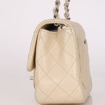 Rare Chanel Mini Square Flap Pearl White Caviar 2014 BSHW (DONE)