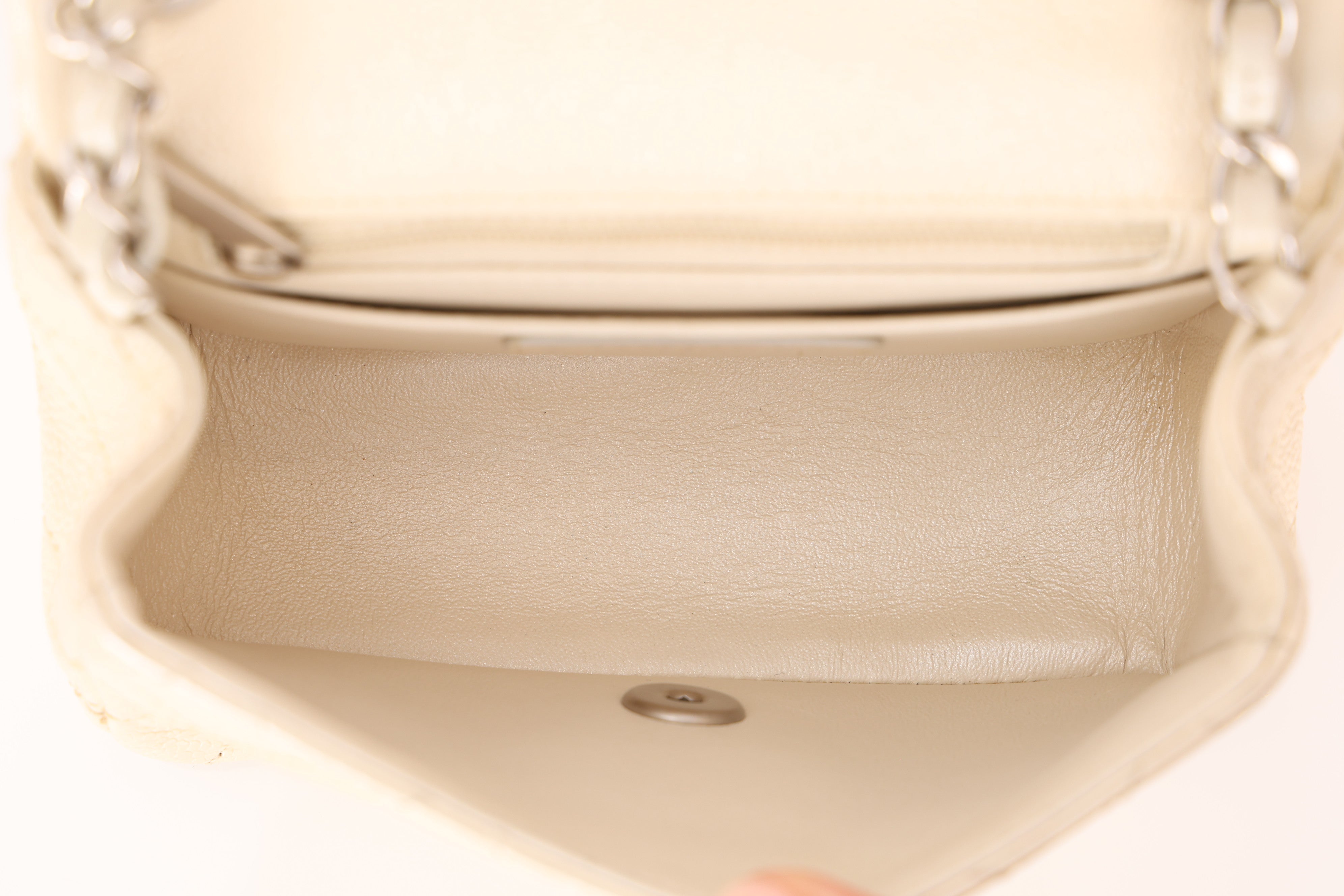Rare Chanel Mini Square Flap Pearl White Caviar 2014 BSHW (DONE)
