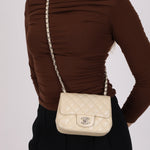 Chanel Mini Square Flap Pearl White Caviar SHW