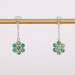 18K Silver Emerald Clover Earrings