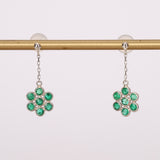 18K Silver Emerald Clover Earrings