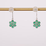 18K Silver Emerald Clover Earrings
