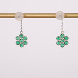 18K Silver Emerald Clover Earrings