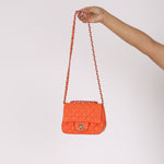 Chanel Mini Square Flap Orange Lambskin GHW