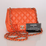 Chanel Mini Square Flap Orange Lambskin GHW