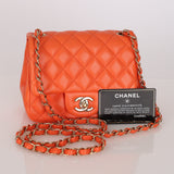 Chanel Mini Square Flap Orange Lambskin GHW