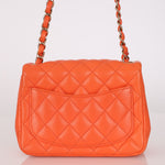 Chanel Mini Square Flap Orange Lambskin GHW