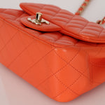 Chanel Mini Square Flap Orange Lambskin GHW