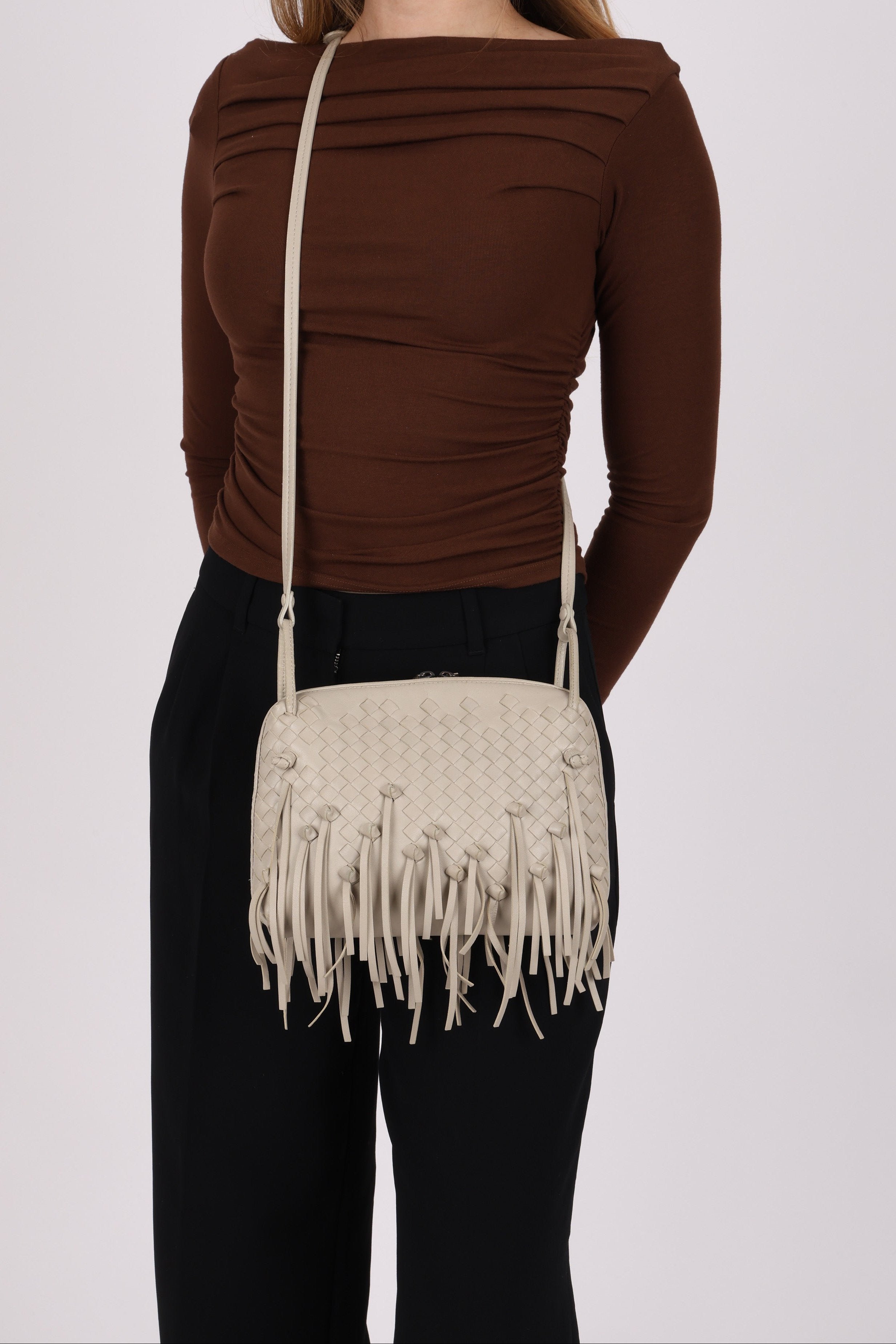 Bottega Veneta Fringe Trimmed Intrecciato Nodini Bag