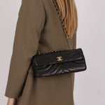 Chanel East West Shoulder Bag Black Calfskin BGHW