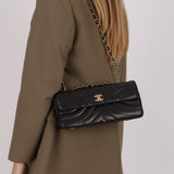 Chanel East West Shoulder Bag Black Calfskin BGHW