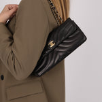 Chanel East West Shoulder Bag Black Calfskin BGHW