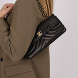 Chanel East West Shoulder Bag Black Calfskin BGHW