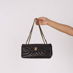 Chanel East West Shoulder Bag Black Calfskin BGHW