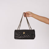 Chanel East West Shoulder Bag Black Calfskin BGHW