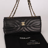 Chanel East West Shoulder Bag Black Calfskin BGHW
