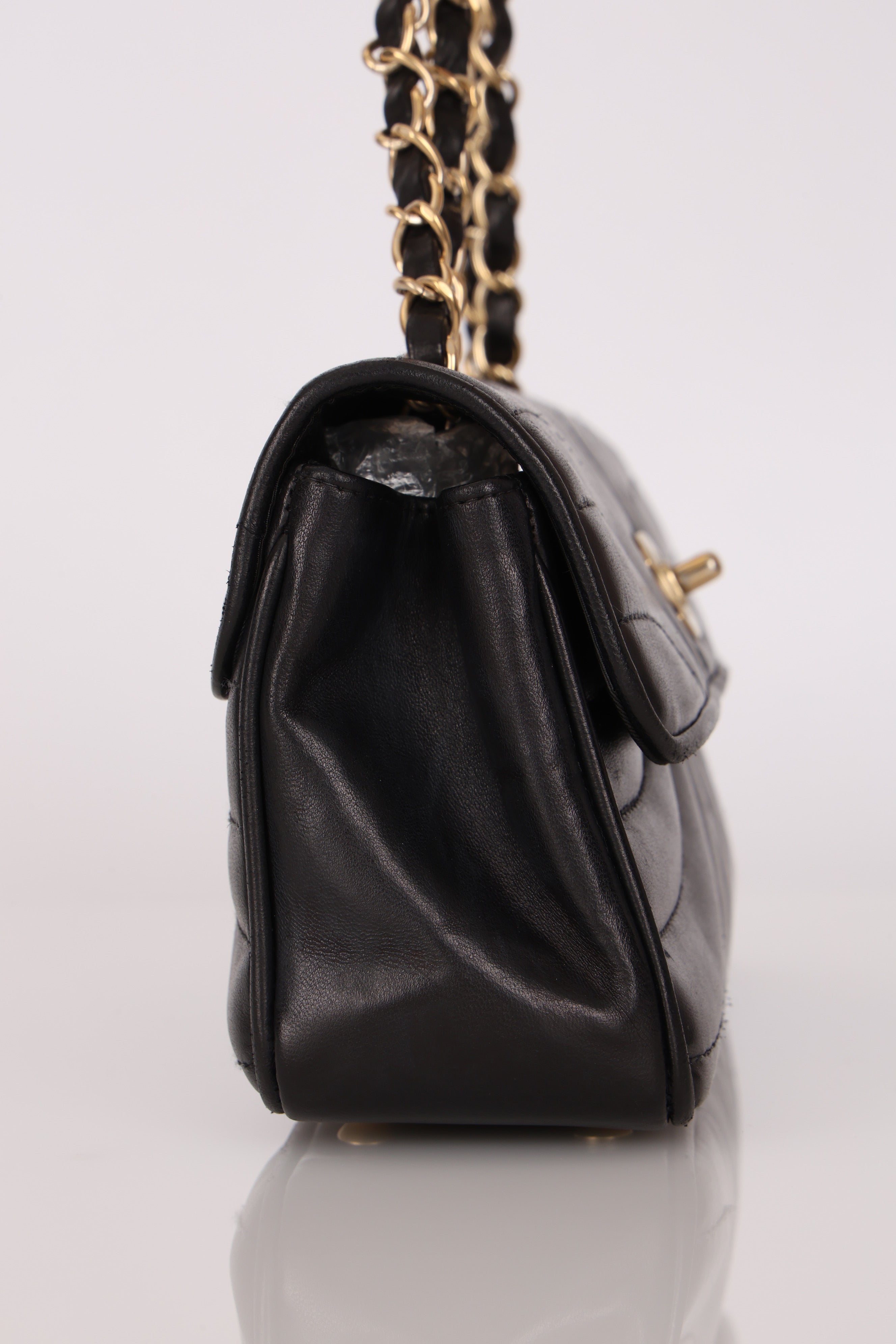 Chanel East West Shoulder Bag Black Calfskin BGHW