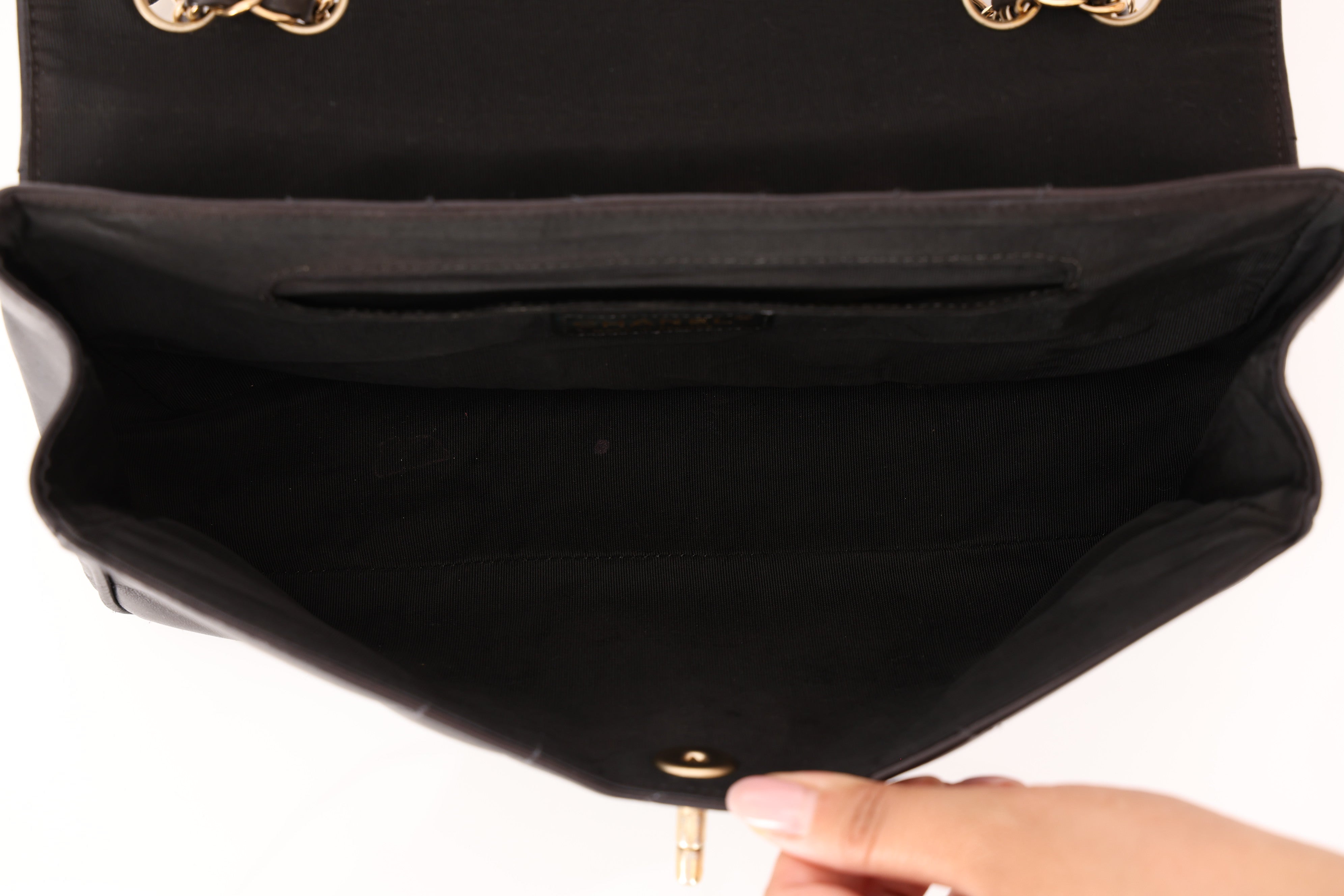 Chanel East West Shoulder Bag Black Calfskin BGHW