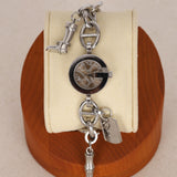 Gucci Stainless Steel Motif Engraved Face Charms Watch 22mm