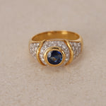 18K Sapphire & Diamond Gold Ring
