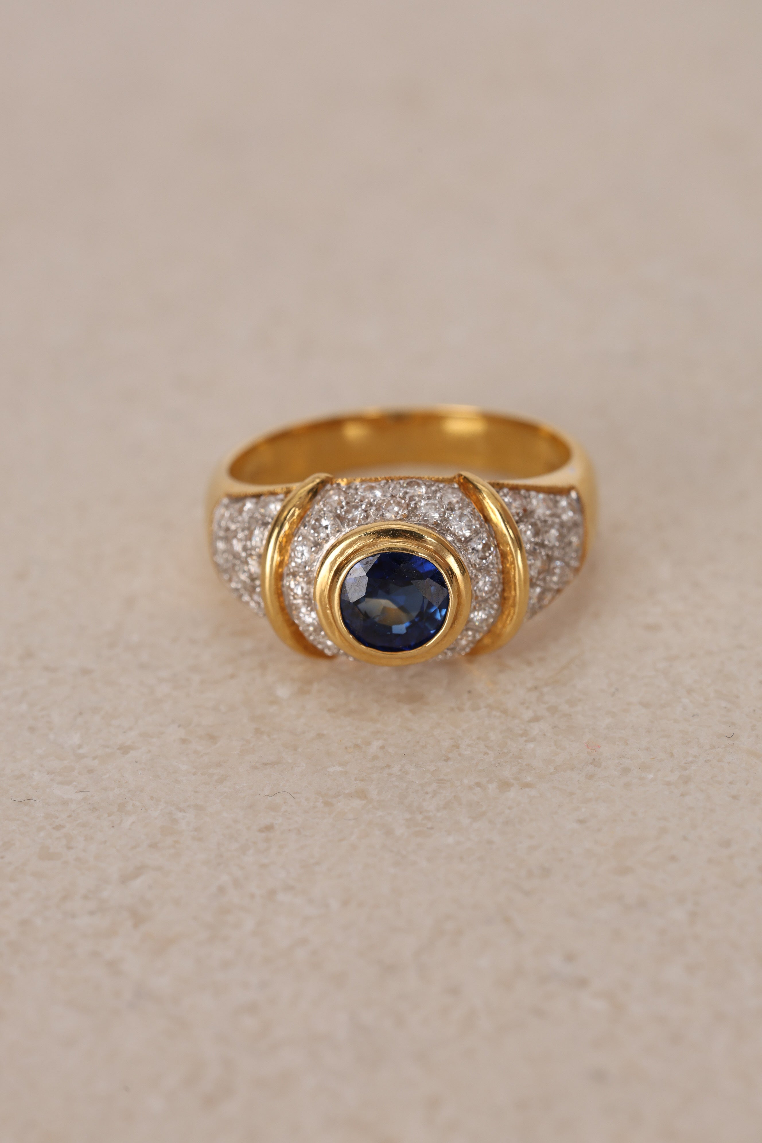 18K Sapphire & Diamond Gold Ring