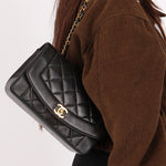 Chanel Small Diana Flap Black Lambskin 1996 24K GP