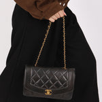 Chanel Small Diana Flap Black Lambskin 1996 24K GP