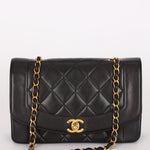 Chanel Small Diana Flap Black Lambskin 1996 24K GP