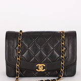 Chanel Small Diana Flap Black Lambskin 1996 24K GP