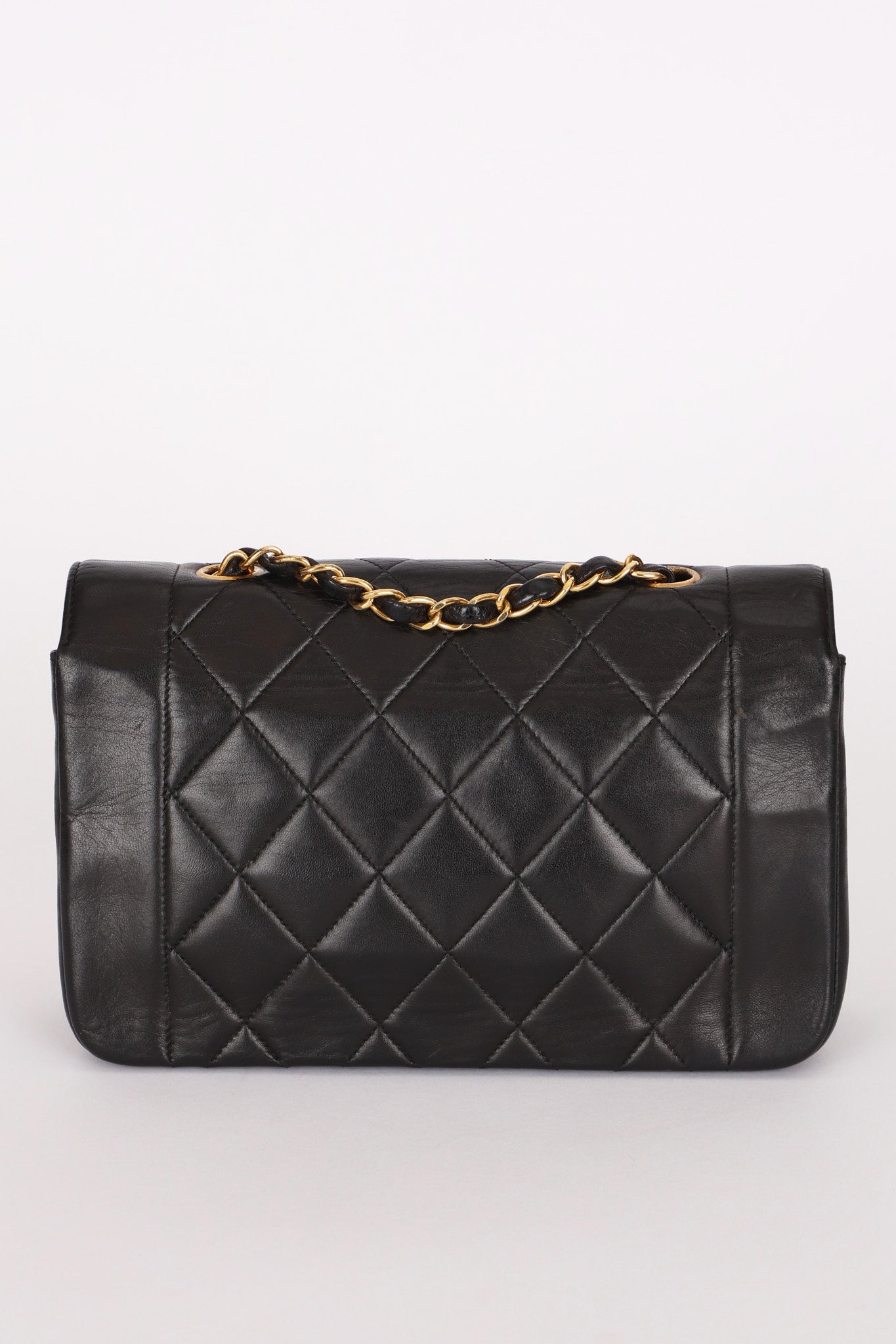 Chanel Small Diana Flap Black Lambskin 1996 24K GP