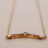 1980s - 1990s 18K Yellow Gold Sapphire Bar Pendant Necklace - Drop 12