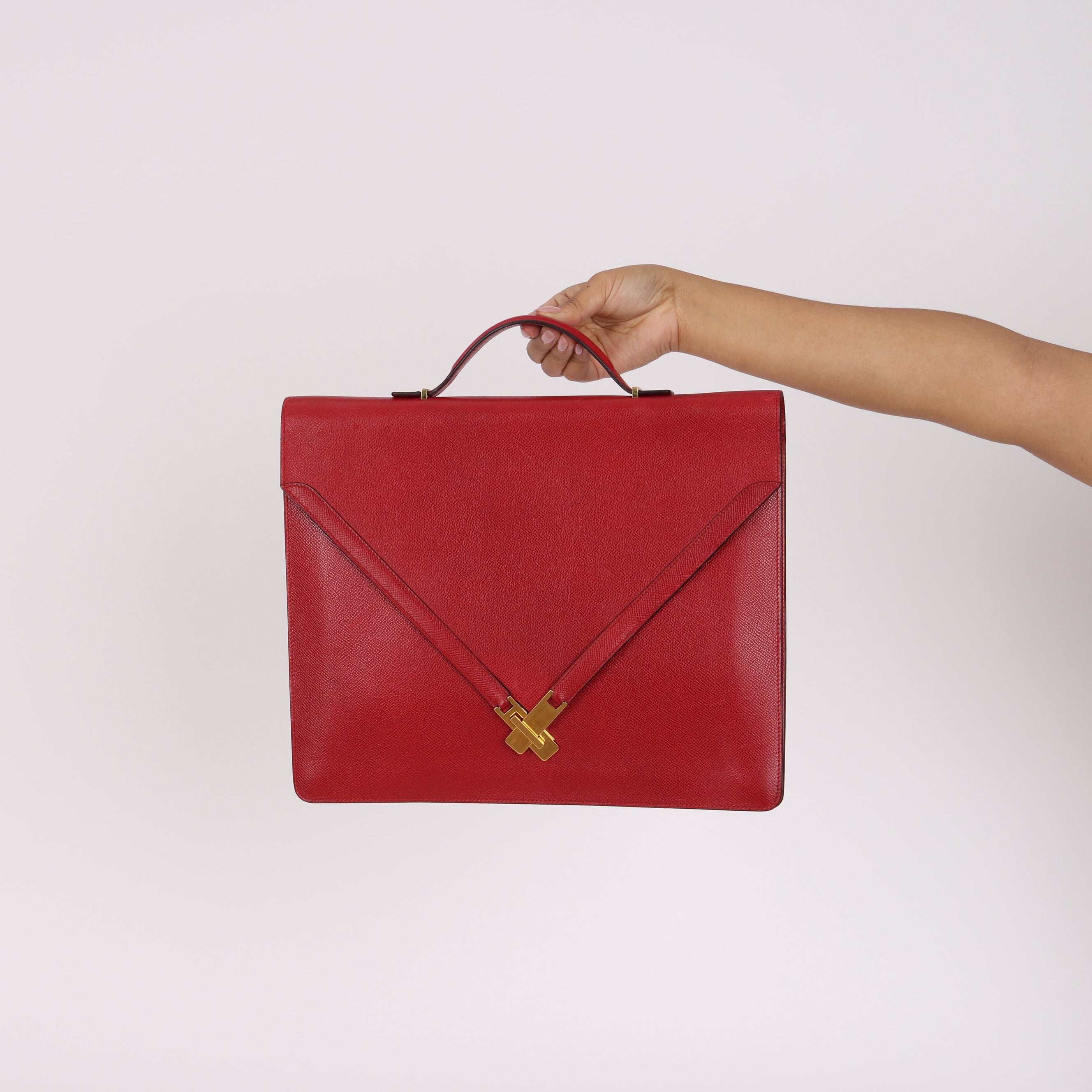 Hermès Kelly Cross Briefcase Rouge Vif Courchevel GHW