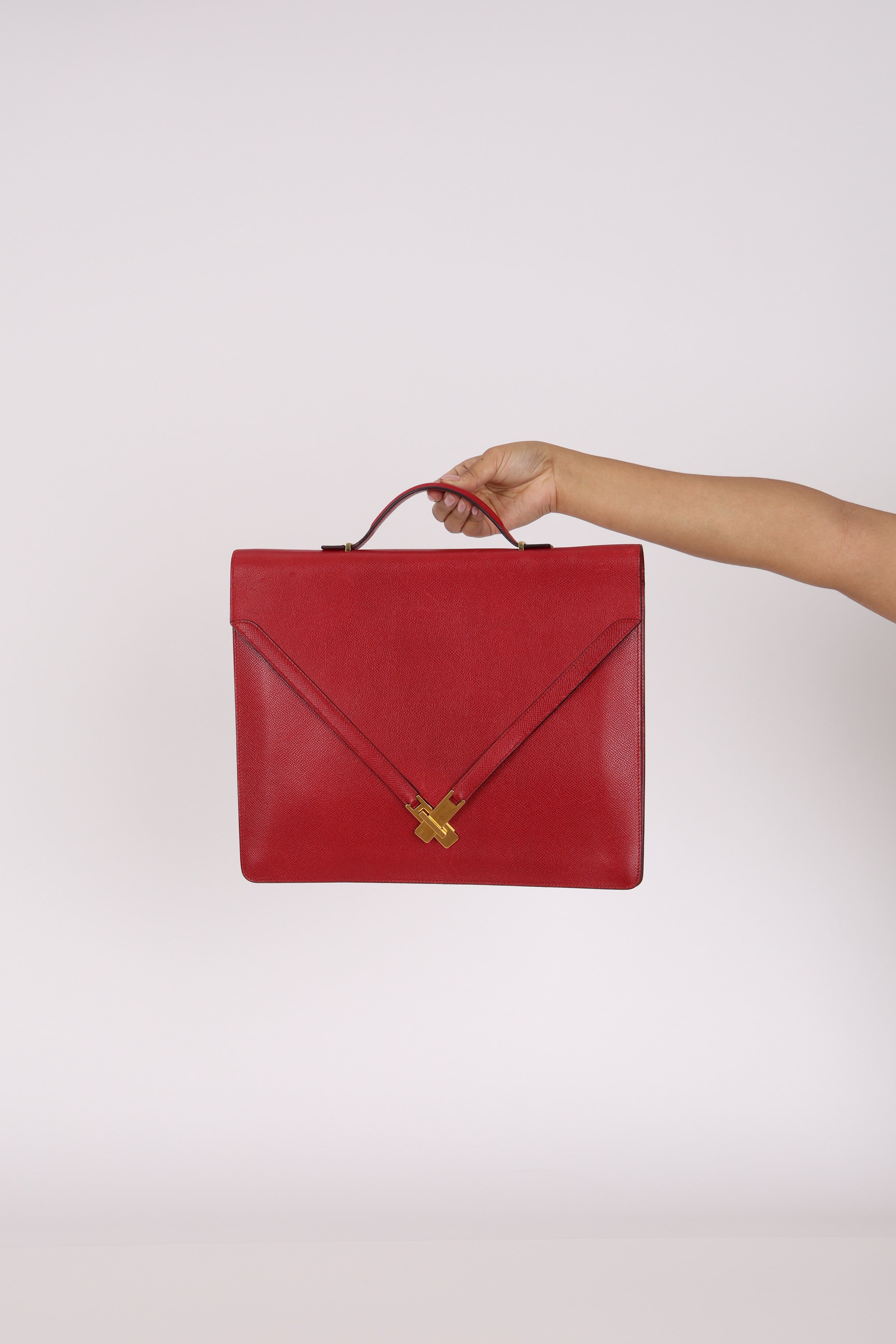 Hermès Kelly Cross Briefcase Rouge Vif Courchevel GHW