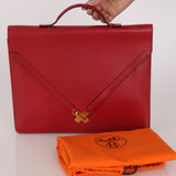 Hermès Kelly Cross Briefcase Rouge Vif Courchevel GHW