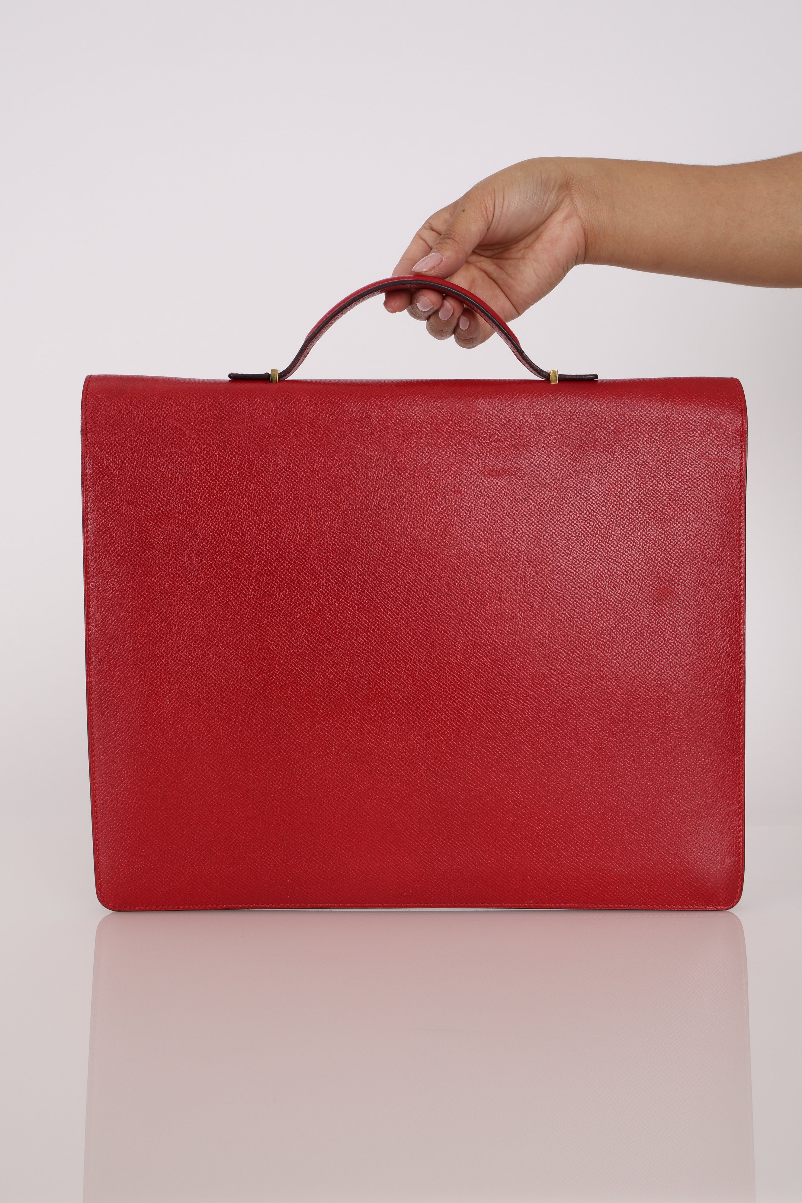 Hermès Kelly Cross Briefcase Rouge Vif Courchevel GHW