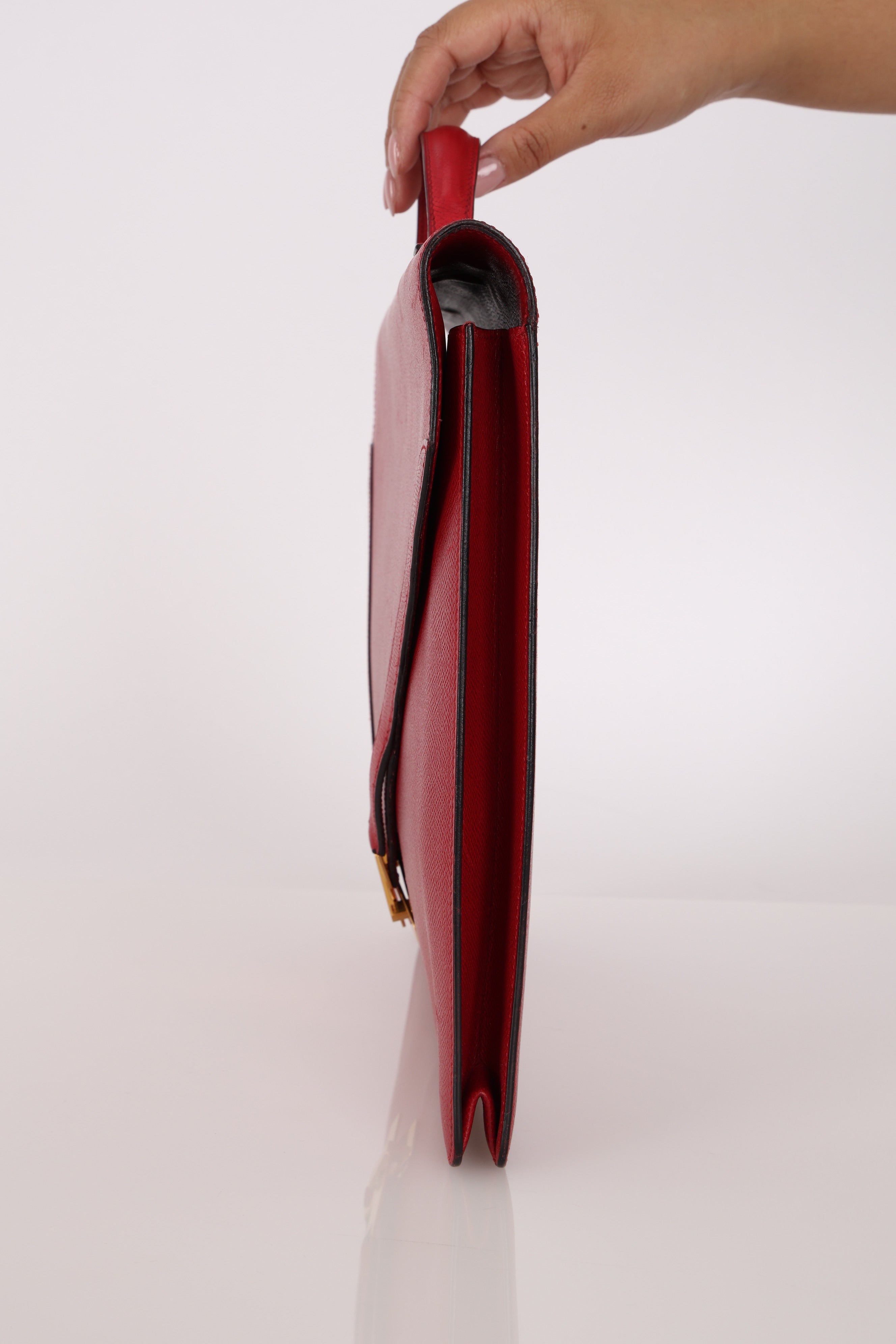 Hermès Kelly Cross Briefcase Rouge Vif Courchevel GHW