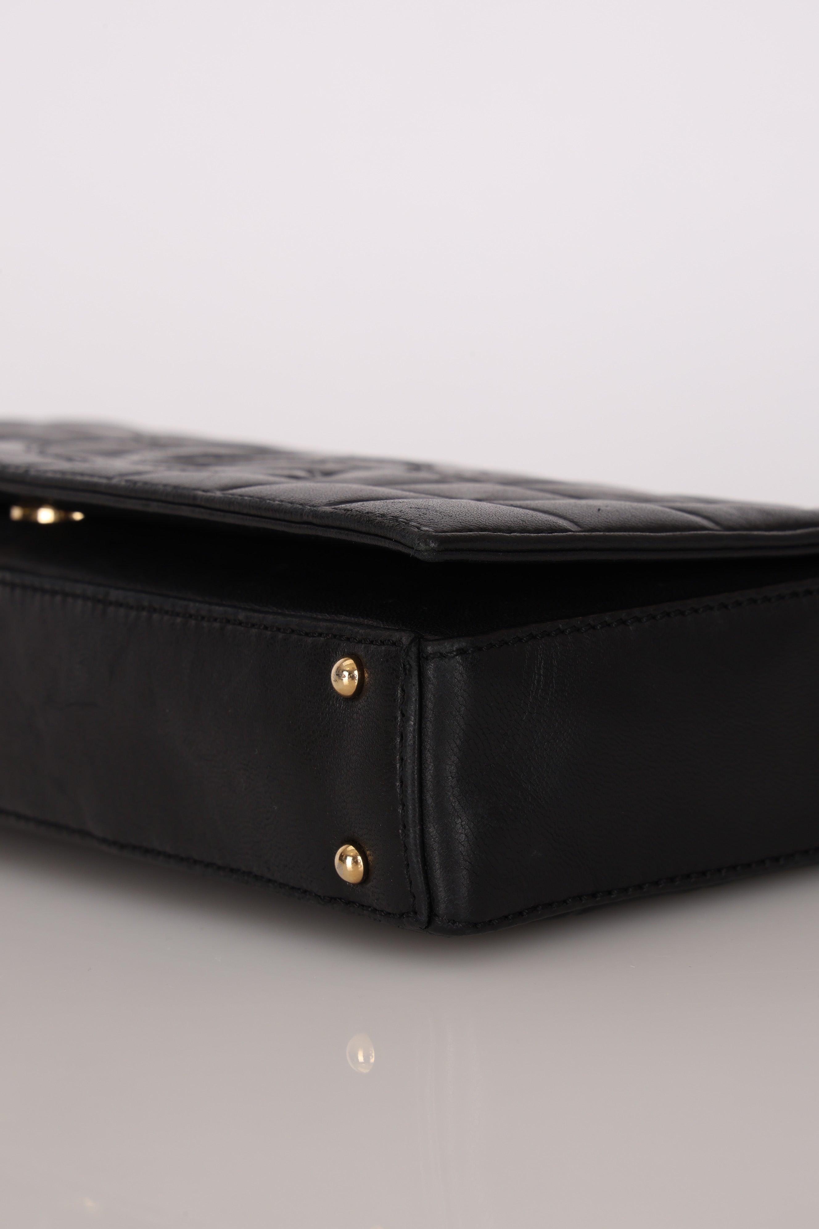 Chanel Chocolate Bar Shoulder Bag Black Lambskin 1996 24K GP (DONE)