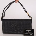 Chanel Chocolate Bar Shoulder Bag Black Lambskin 1996 24K GP (DONE)
