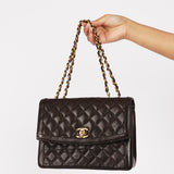 Chanel Frame Single Flap Brown Lambskin 1989 24K GP