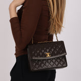 Chanel Single Flap Black Lambskin 24K GP
