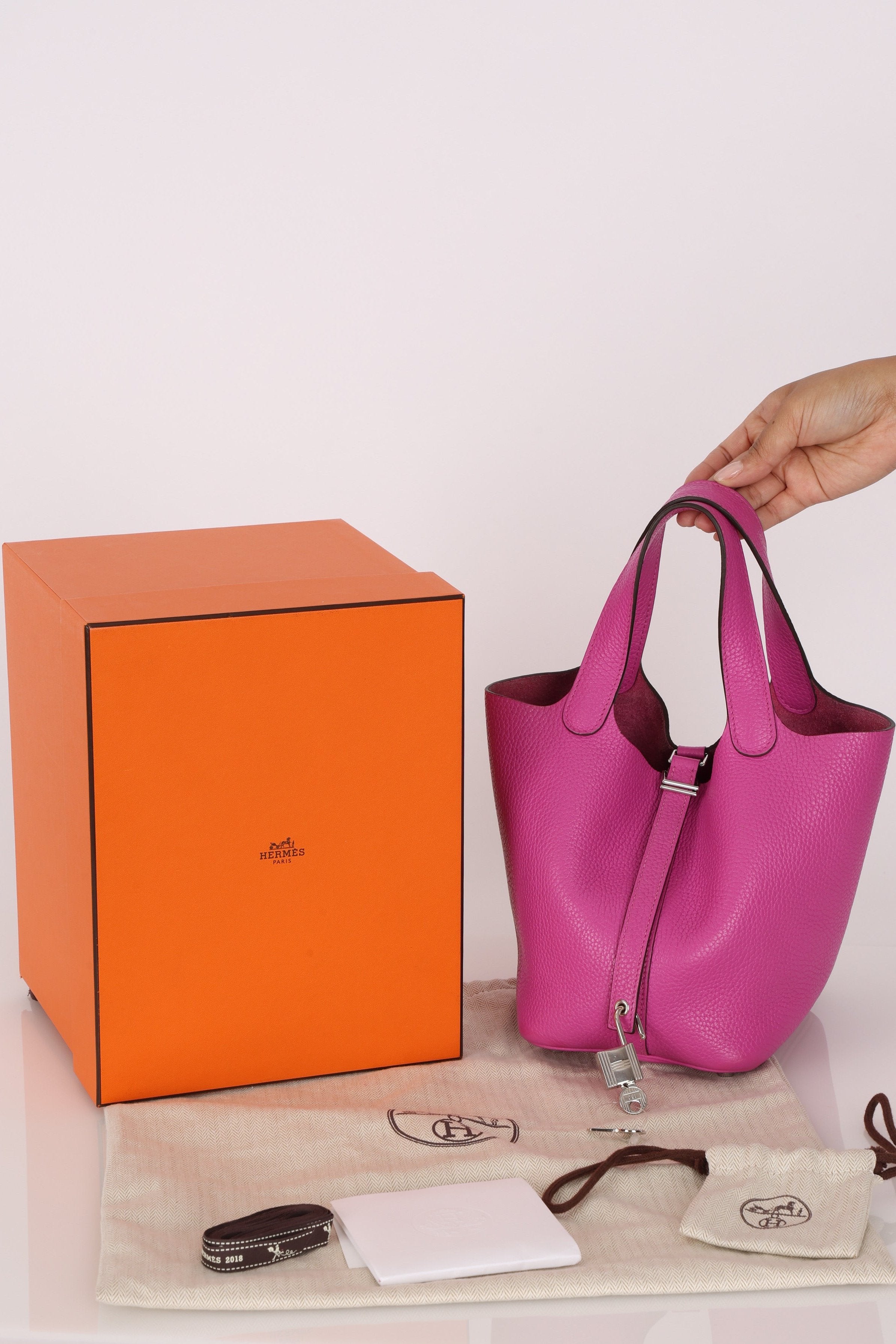 Hermès Picotin 18 Rose Clemence 2018 PHW