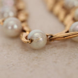 1980s - 1990s 18K Yellow Gold Leaf-Set Pearl Necklace - Drop 23
