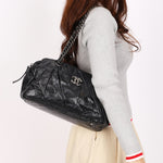 Chanel Twisted Bowling Bag Black Glazed Calfskin DSHW