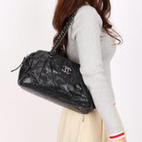 Chanel Twisted Bowling Bag Black Glazed Calfskin DSHW