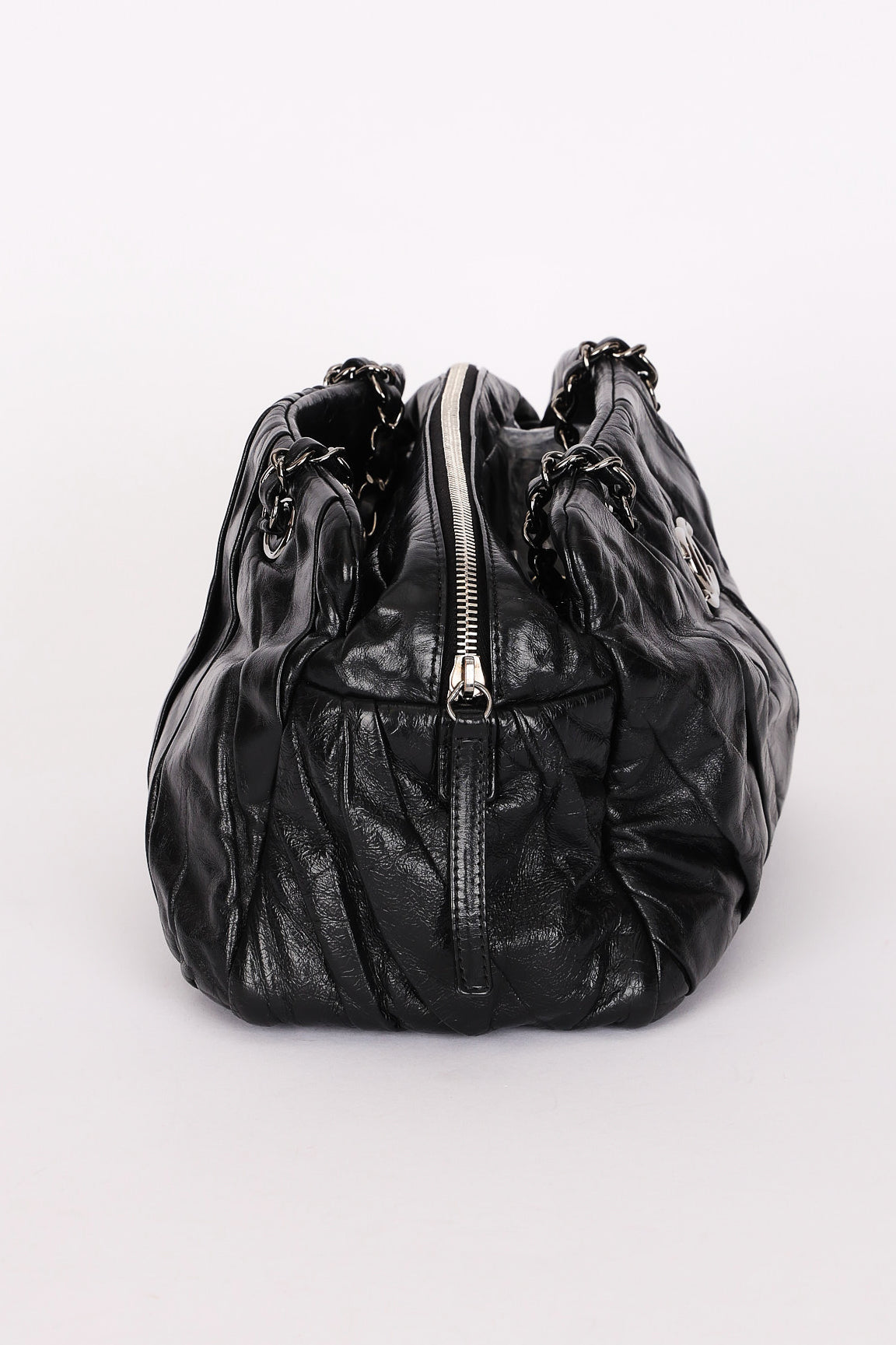 Chanel Twisted Bowling Bag Black Glazed Calfskin DSHW