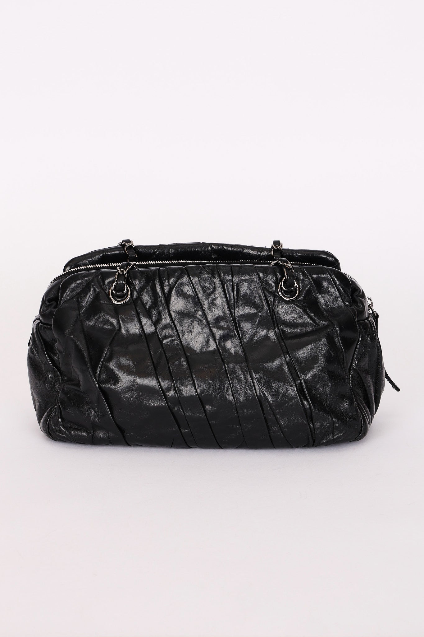Chanel Twisted Bowling Bag Black Glazed Calfskin DSHW