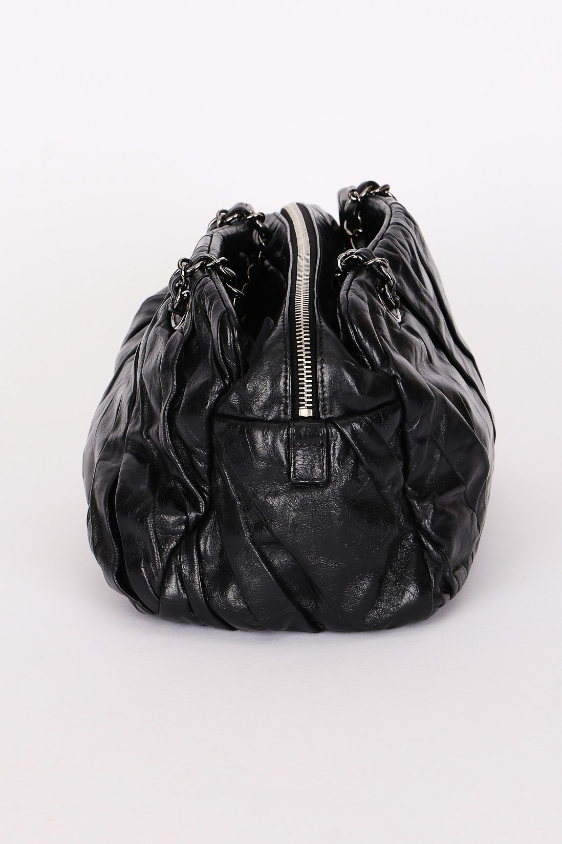 Chanel Twisted Bowling Bag Black Glazed Calfskin DSHW