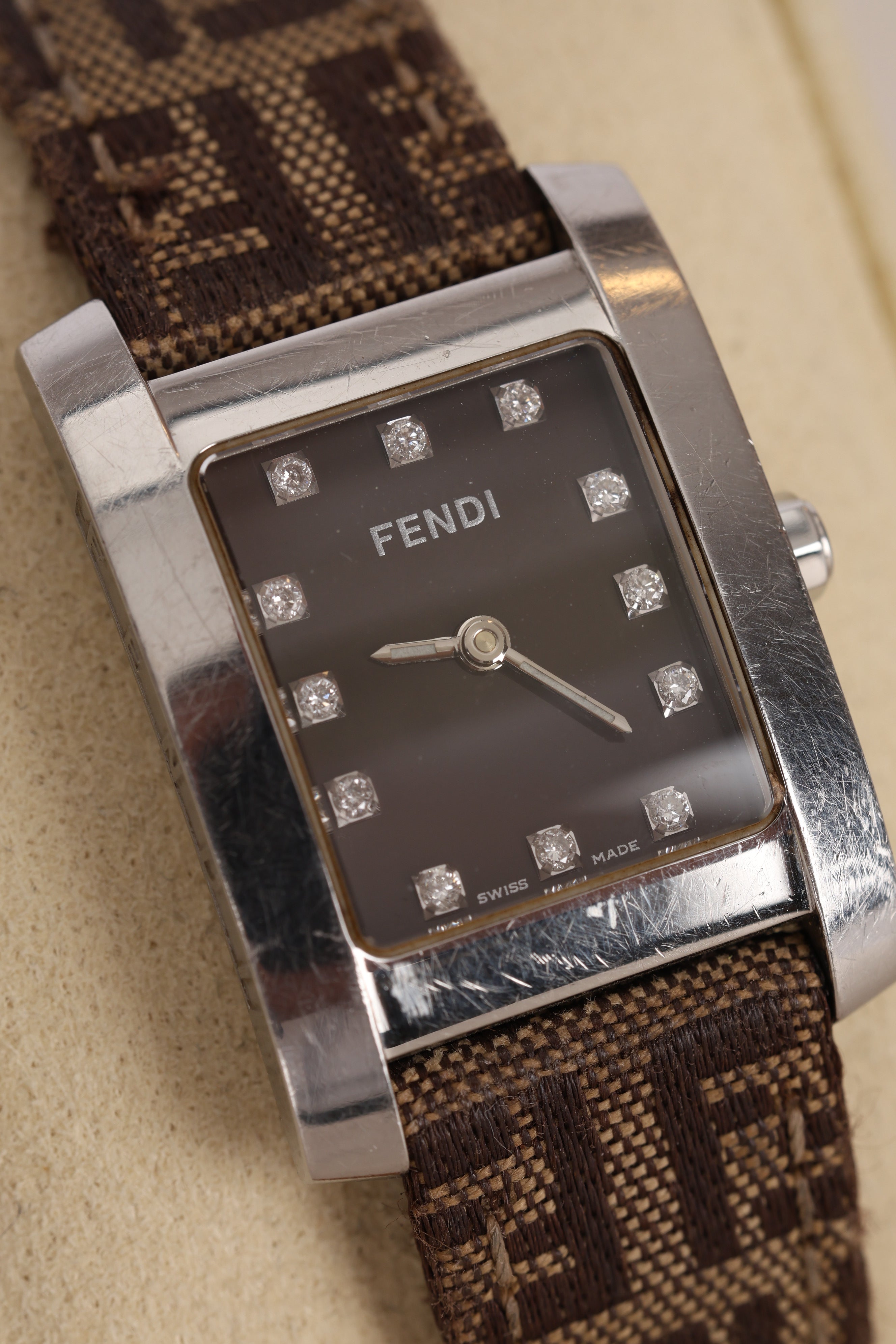 Fendi Silver Diamond Watch