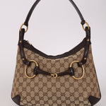 Gucci Horsebit Monogram Canvas Shoulder Bag