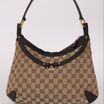 Gucci Horsebit Monogram Canvas Shoulder Bag